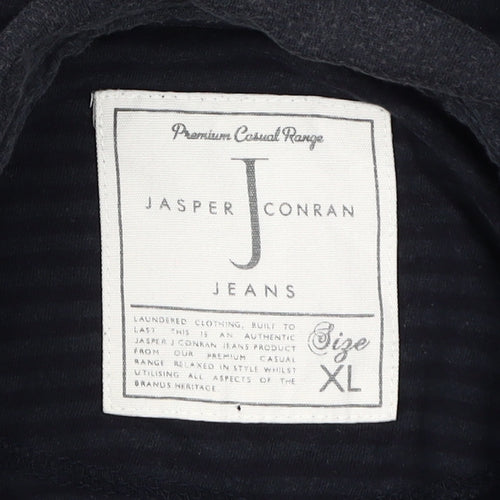 Jasper Conran Men's Black XL Striped Long Sleeve Polo