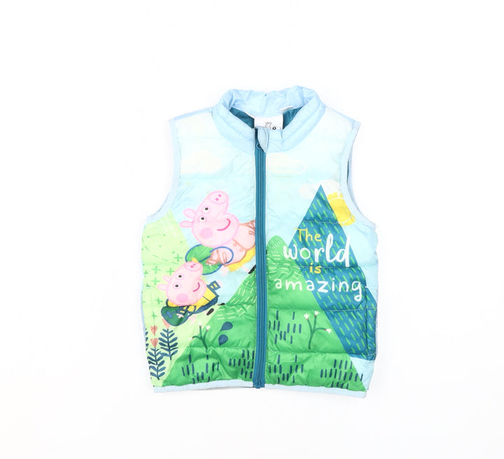 Peppa Pig Boys Blue Puffer Jacket 2-3 Years Quilted Lined