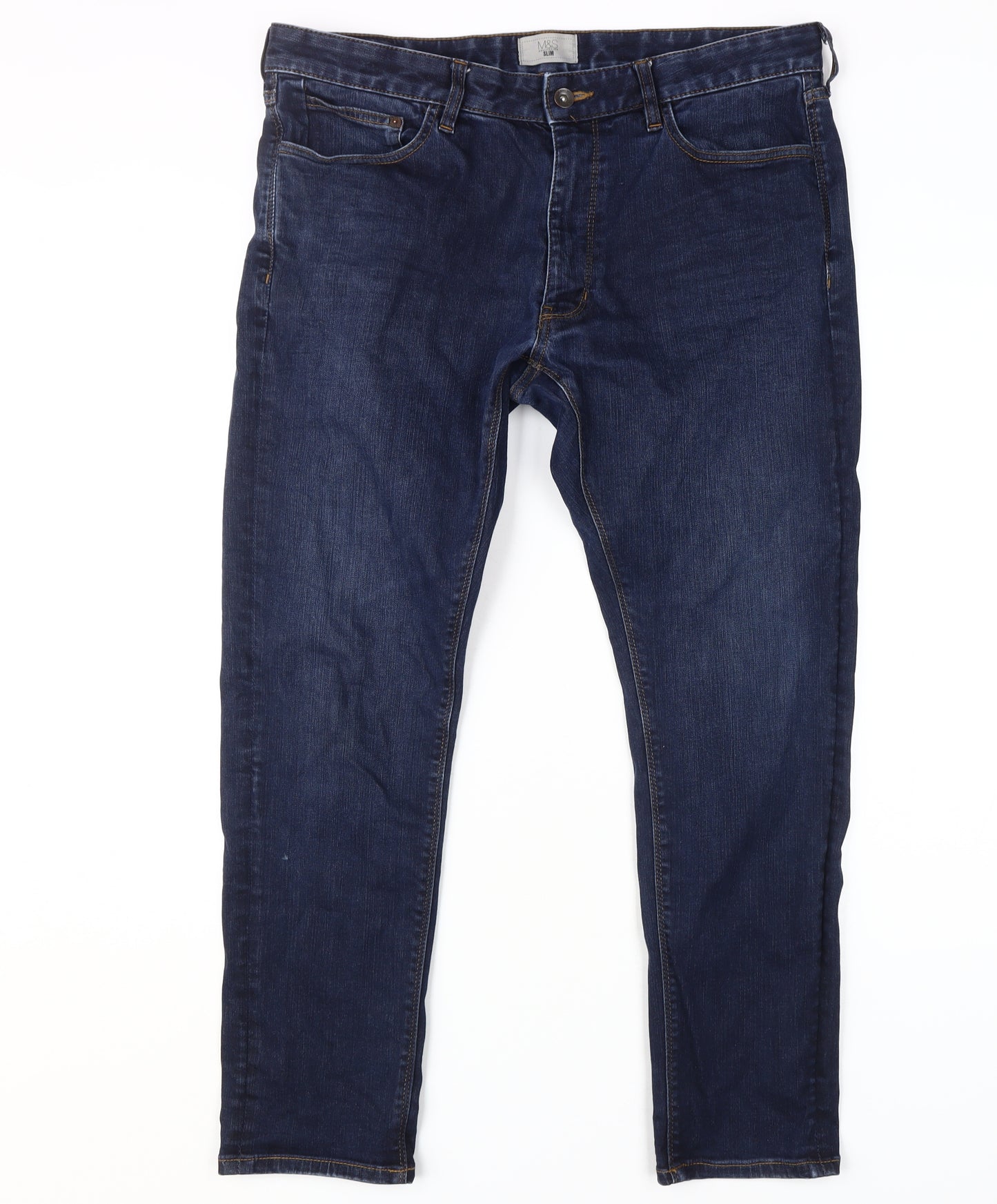 Marks and Spencer Men's Blue Straight Jeans 36 Regular