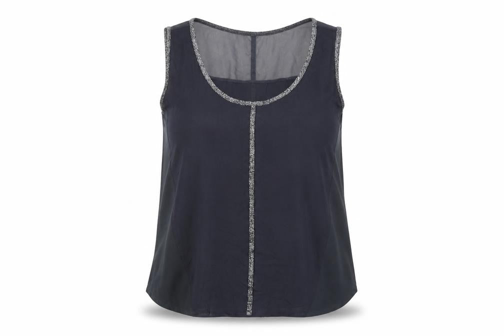 Front view of Oasis Women's Black Tank Top, size S, - Basic Sleeveless Style