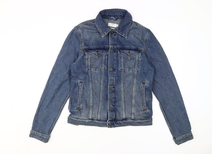 Topman Men's Blue Denim Basic Jacket Size S