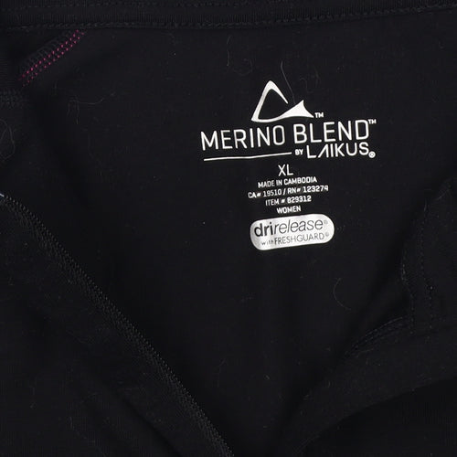 Laikus Women's Black XL Merino Blend 1/2 Zip Sweatshirt