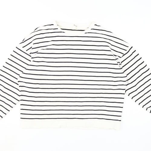 River Island Women's White Striped Pullover Sweatshirt S
