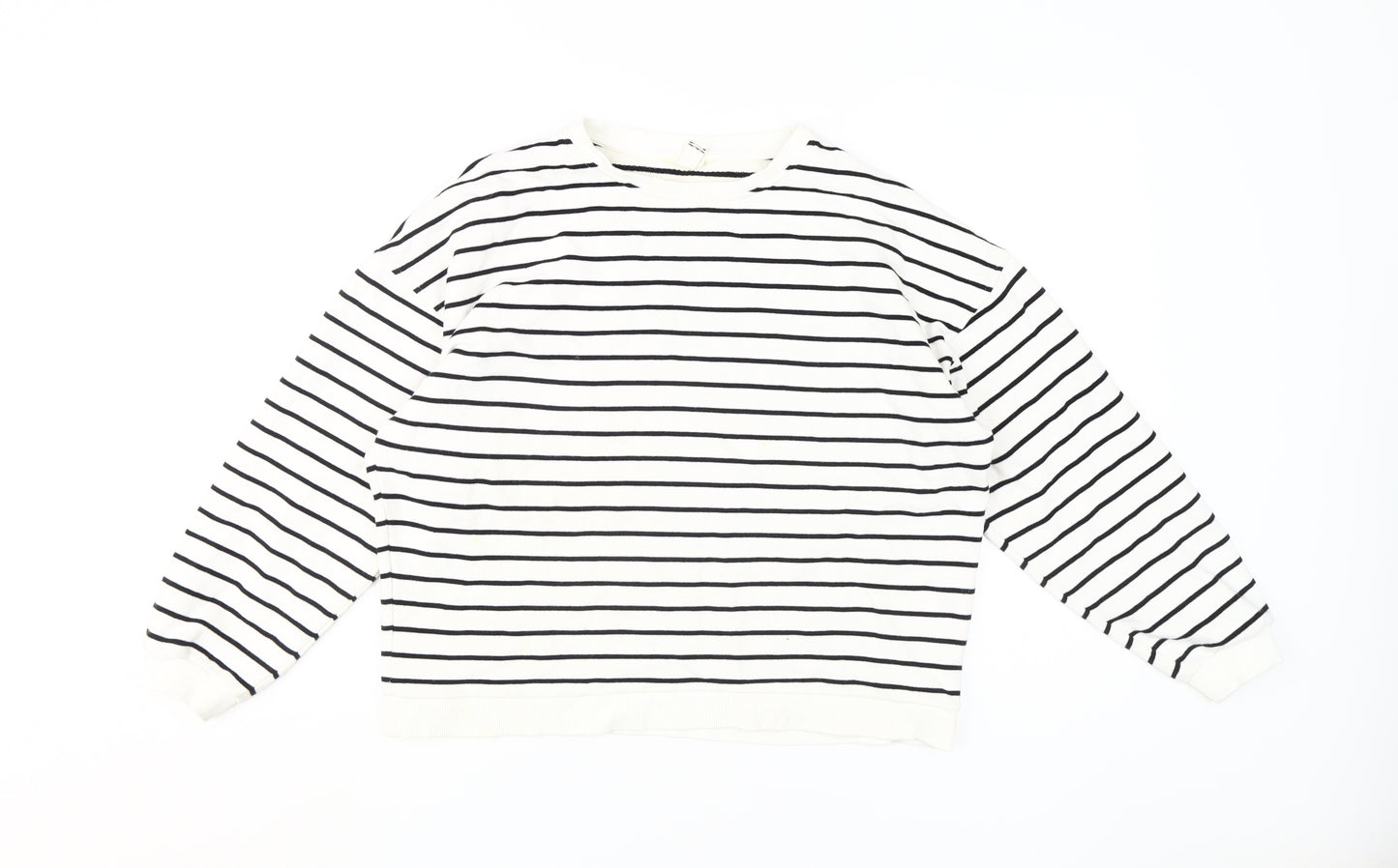 River Island Women's White Striped Pullover Sweatshirt S