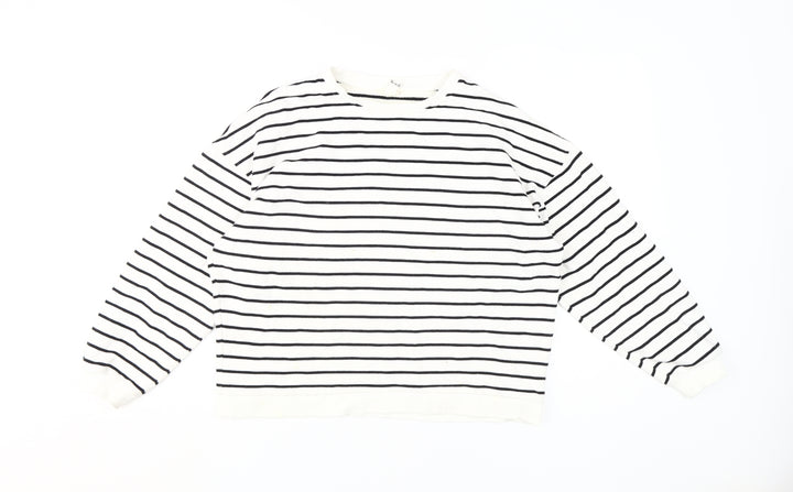 River Island Women's White Striped Pullover Sweatshirt S