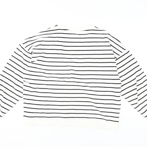 River Island Women's White Striped Pullover Sweatshirt S