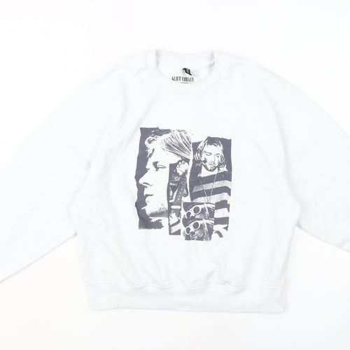 Unisex Adults White Music Graphic Sweatshirt XS