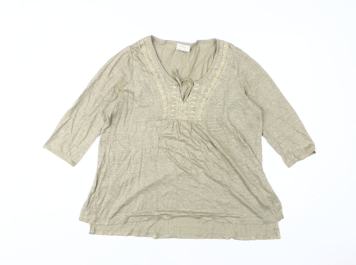 Wrap Women's Beige Tunic Blouse, Size 8, Linen, Casual
