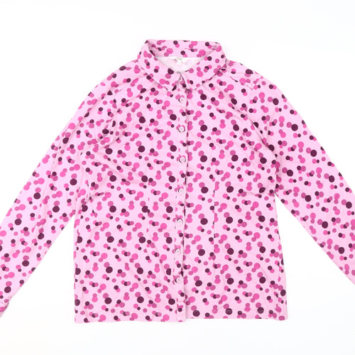 Cotton Traders Women's Pink Polka Dot Button-Up Shirt Size 10