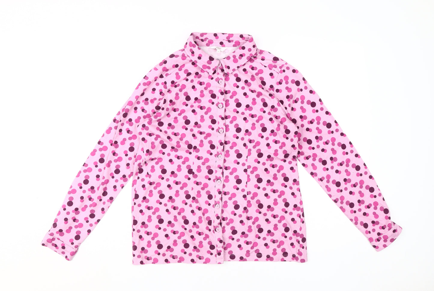 Cotton Traders Women's Pink Polka Dot Button-Up Shirt Size 10