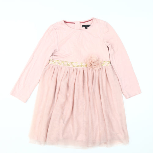 Marks and Spencer Girls Pink Dress, Long Sleeve, 6-7 Years