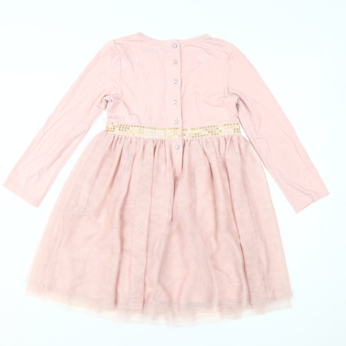 Marks and Spencer Girls Pink Dress, Long Sleeve, 6-7 Years