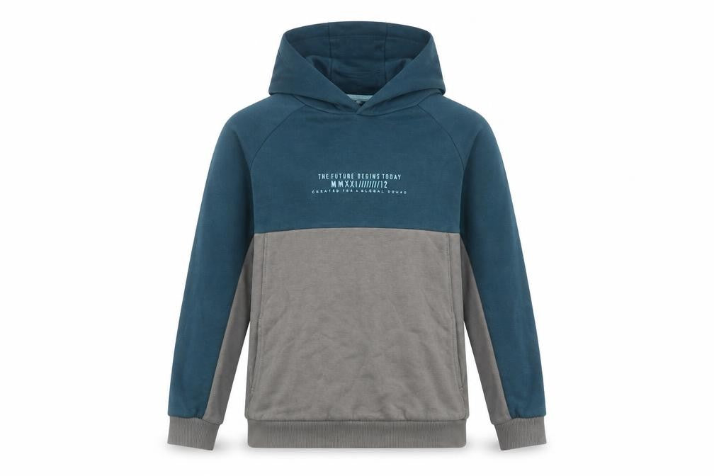 Front view of Marks & Spencer boys’ colourblock pullover hoodie 13-14y