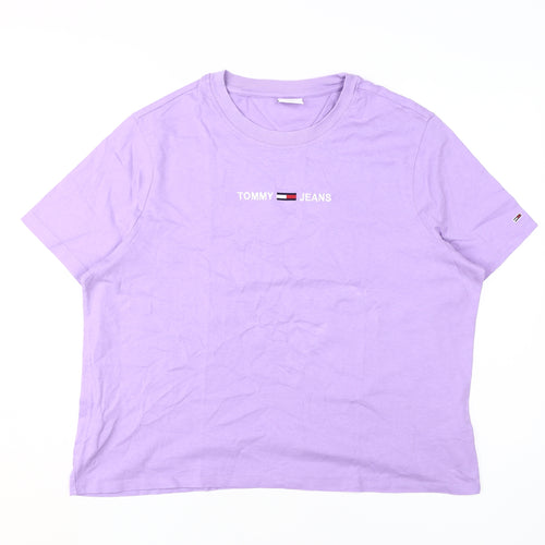 Tommy Jeans Women's Purple 2XL T-Shirt, Short Sleeve, Cotton
