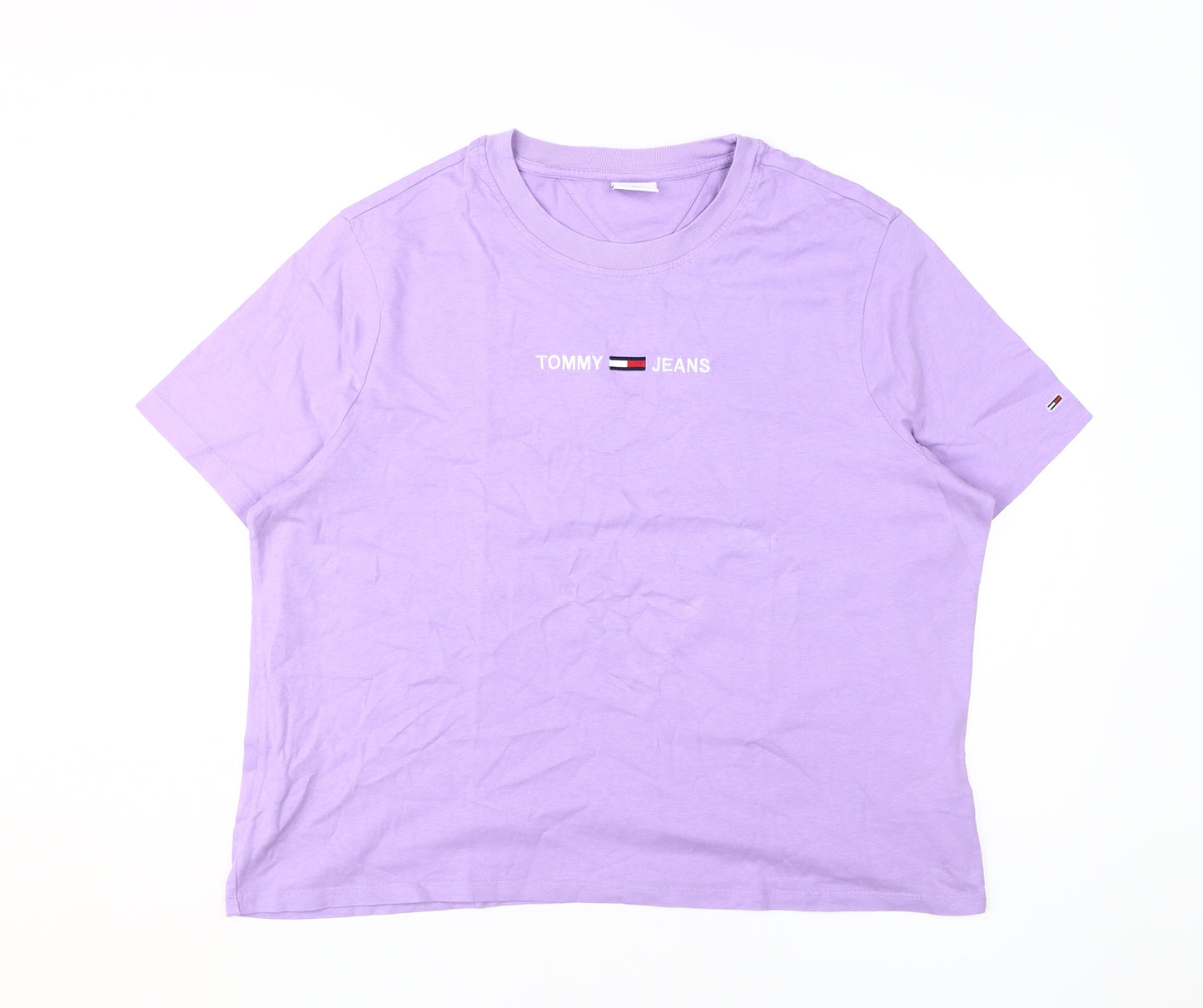 Tommy Jeans Women's Purple 2XL T-Shirt, Short Sleeve, Cotton