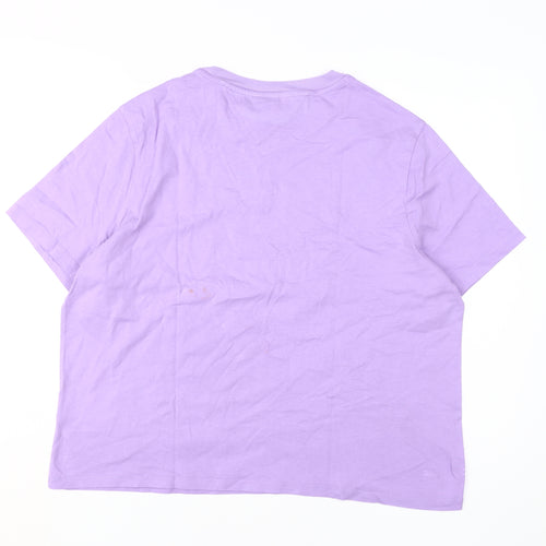 Tommy Jeans Women's Purple 2XL T-Shirt, Short Sleeve, Cotton