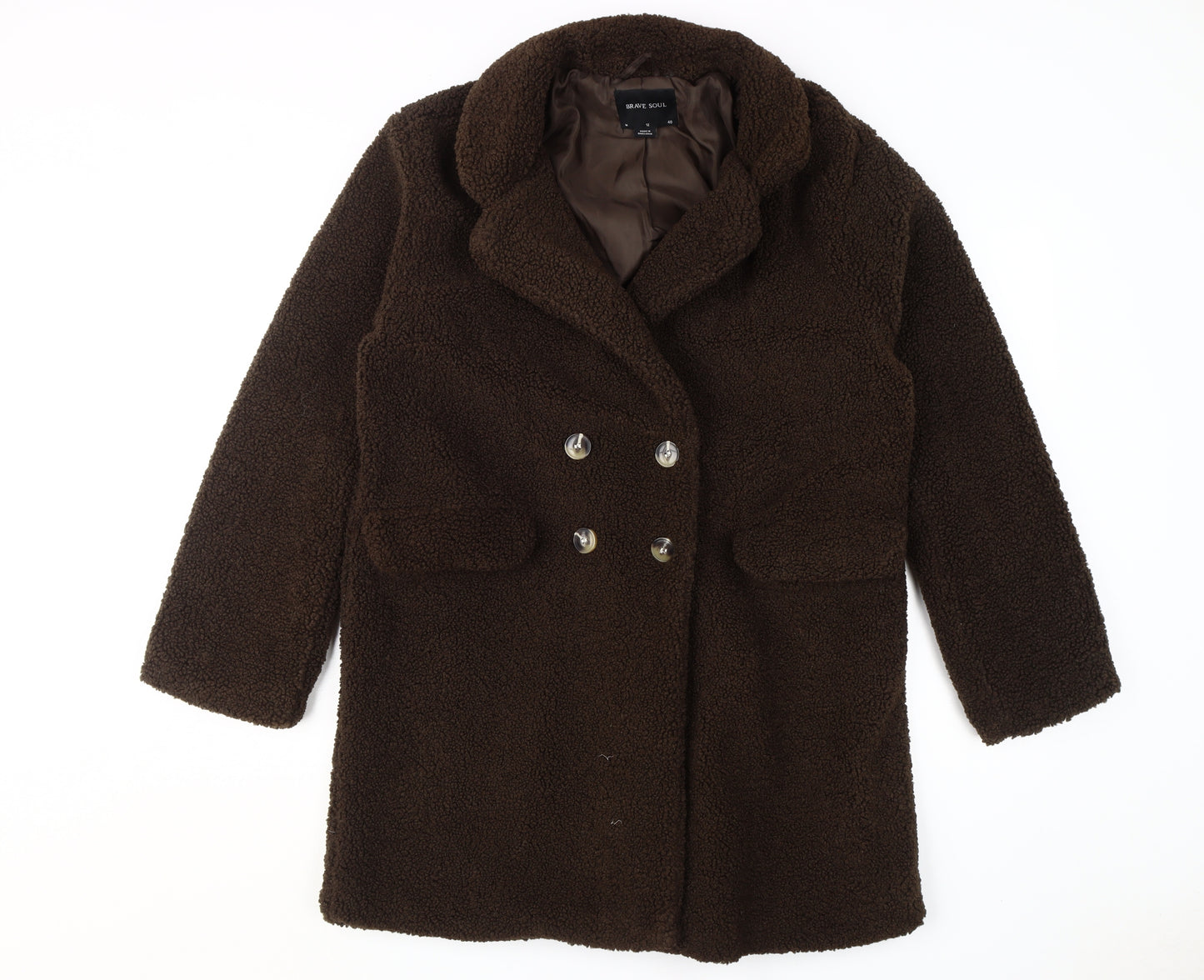 Brave Soul Women's Brown Overcoat, M, Classic, Lined