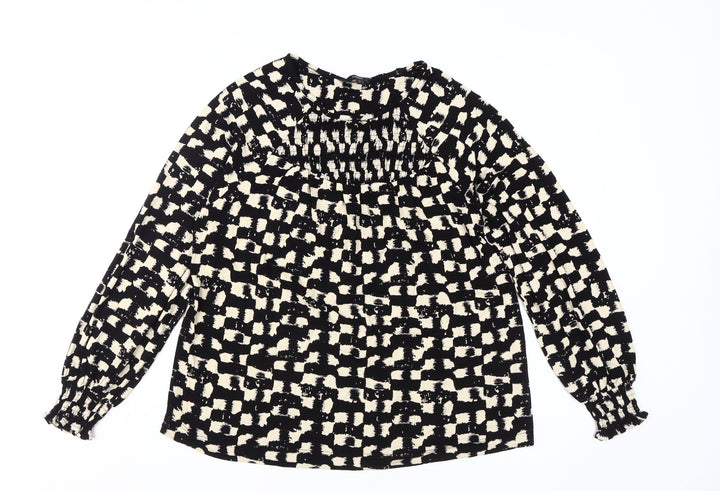 Next Women's Black Geometric Tunic Blouse Size 14
