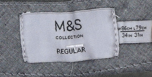 Marks and Spencer Men's Green Chino Trousers, Size 34 Regular