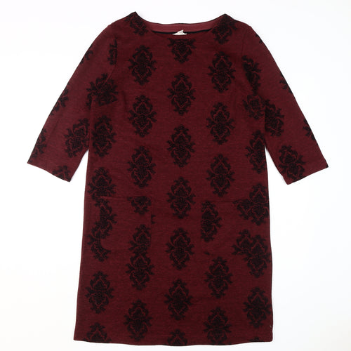White Stuff Women's Red Geometric Shift Dress Size 14