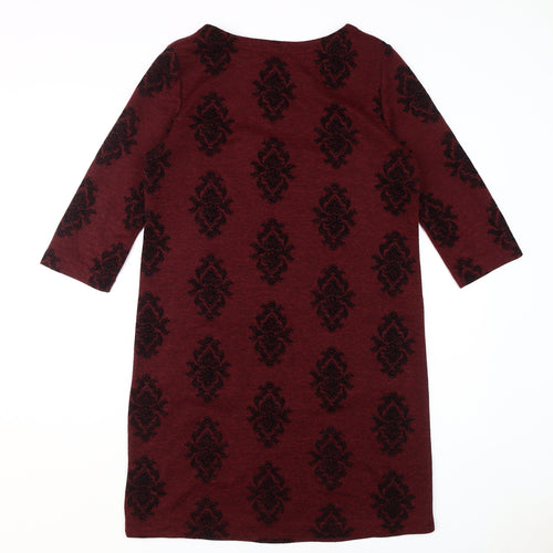 White Stuff Women's Red Geometric Shift Dress Size 14