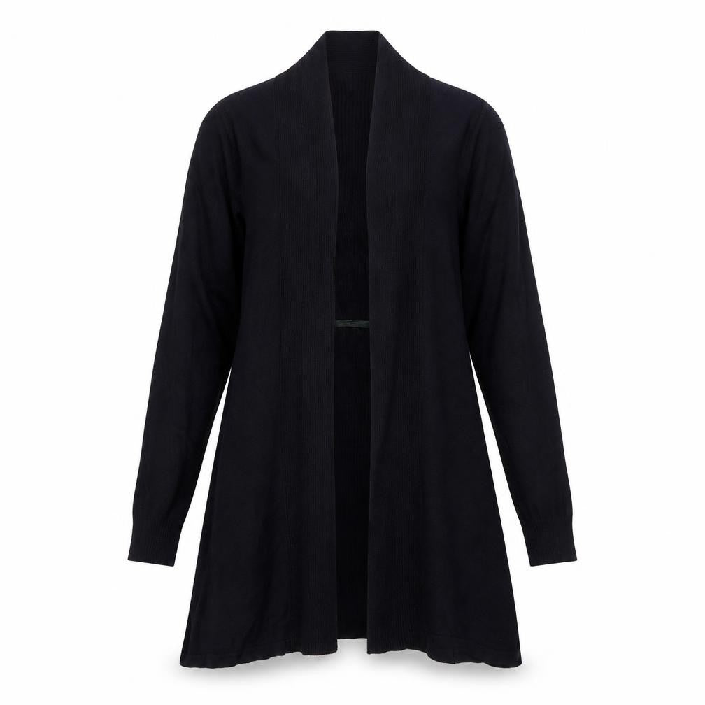 Front view of Isle Women's Black Medium Cardigan, Casual Knitwear