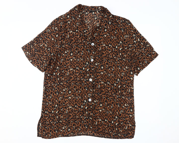The Collection Women's Brown Animal Print Button-Up Shirt