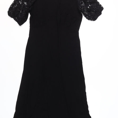 Lipsy Women's Black Lace Puff Sleeve Dress