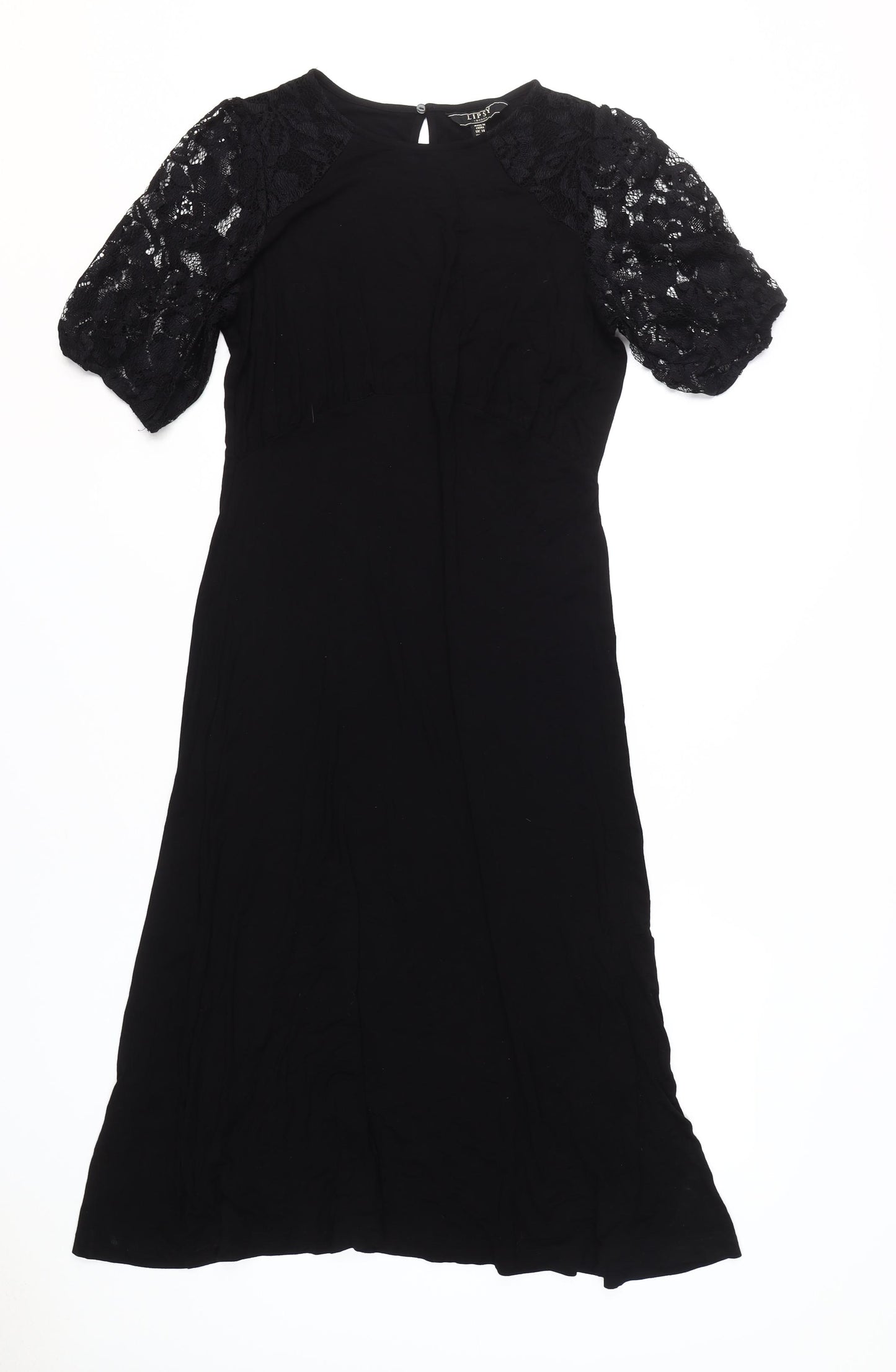 Lipsy Women's Black Lace Puff Sleeve Dress