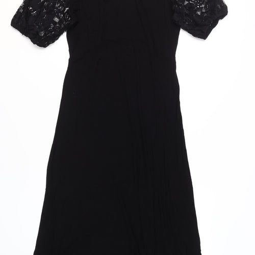 Lipsy Women's Black Lace Puff Sleeve Dress