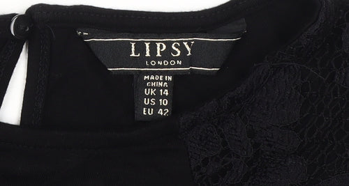 Lipsy Women's Black Lace Puff Sleeve Dress