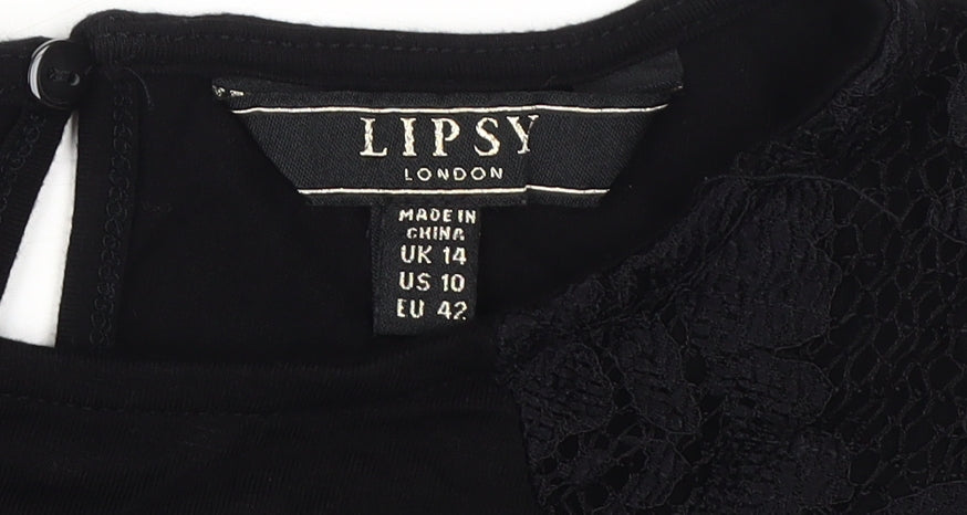 Lipsy Women's Black Lace Puff Sleeve Dress