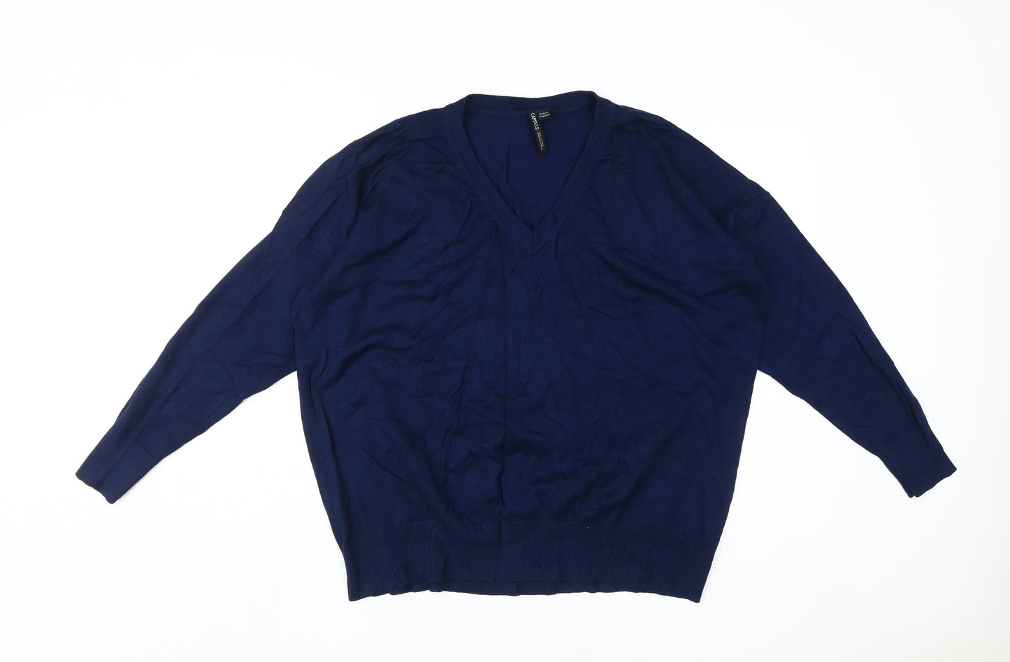 Capsule Women's Blue V-Neck Plus Pullover Jumper Size 20/22
