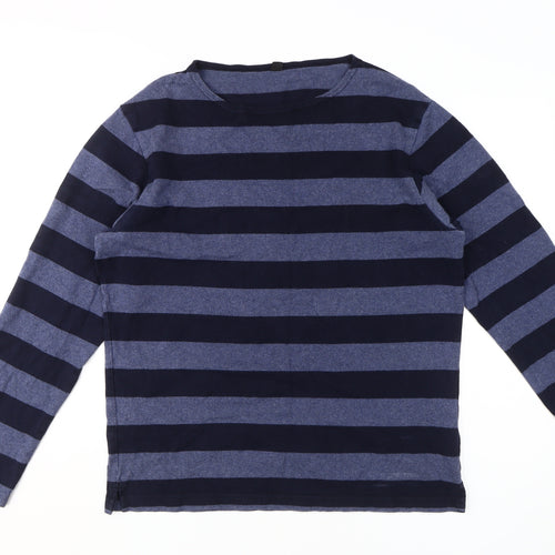 Uniqlo Men's Blue Stripe Pullover Jumper M