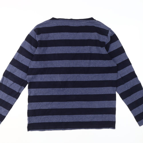 Uniqlo Men's Blue Stripe Pullover Jumper M