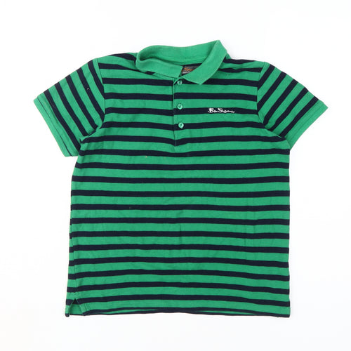 Ben Sherman Boys Green Striped Polo, 10-11 Years, Classic Style