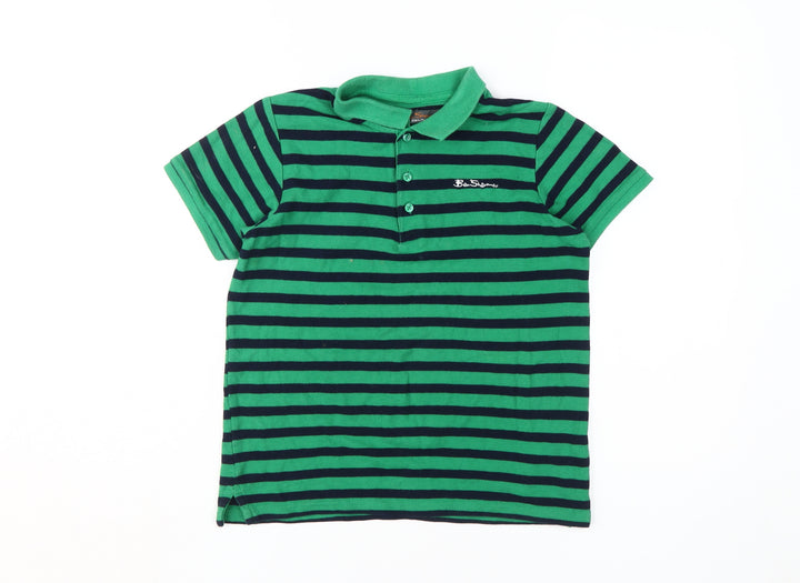Ben Sherman Boys Green Striped Polo, 10-11 Years, Classic Style