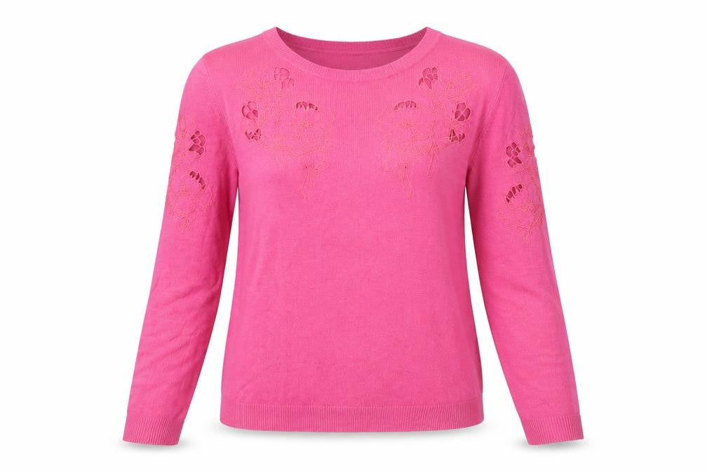 Front view of Warehouse Women's Pink jumper, size 10