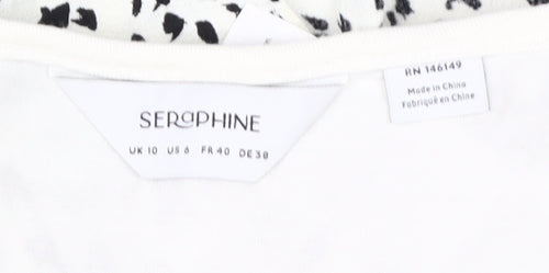 Seraphine Women’s White A-Line Dress, Size 10, Animal Print