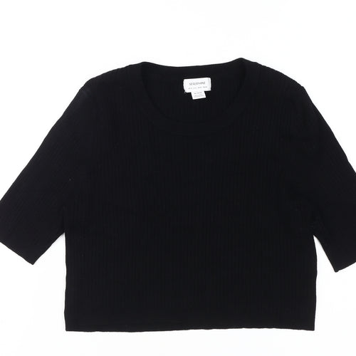 Seraphine Women's Black Knit Top, Size 10, 3/4 Sleeve