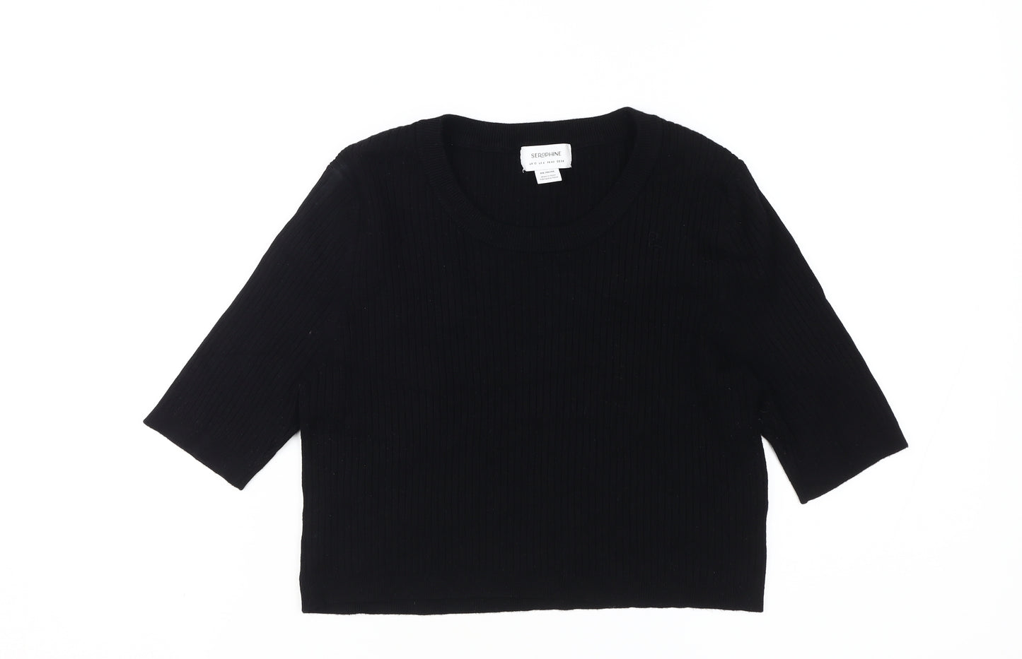 Seraphine Women's Black Knit Top, Size 10, 3/4 Sleeve