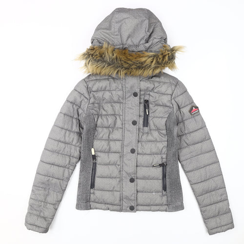 Superdry Women's Grey Puffer Jacket 2XS Winter
