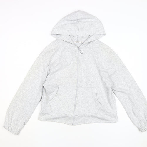 Stradivarius Women's Grey Full Zip Hoodie XS