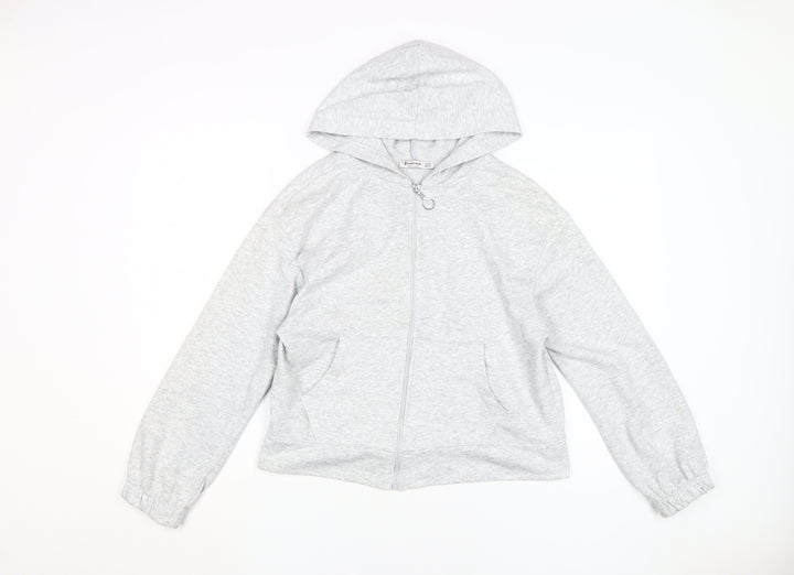 Stradivarius Women's Grey Full Zip Hoodie XS