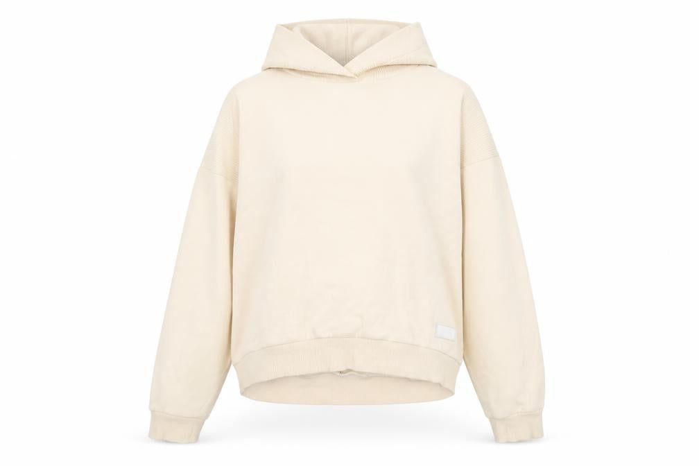 Front view of Puma Women's Beige Hoodie Pullover M Casual Style