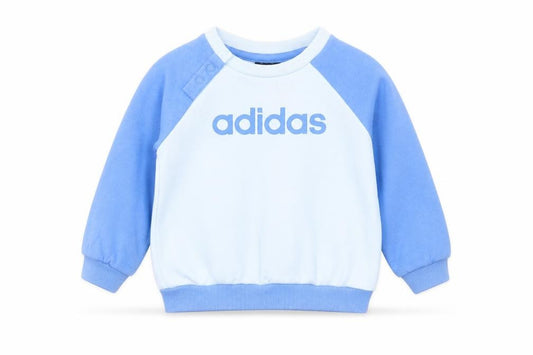 Front view of Adidas unisex baby blue pullover top 3-6 months