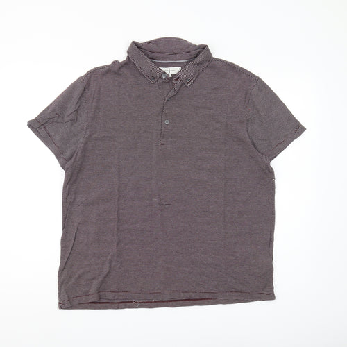 Jasper Conran Men's Purple Striped Polo Shirt - L