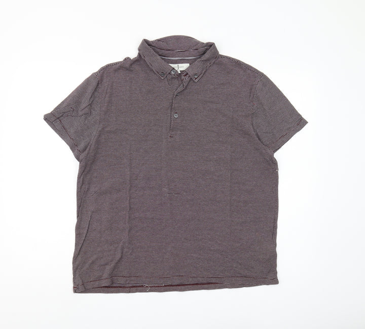 Jasper Conran Men's Purple Striped Polo Shirt - L