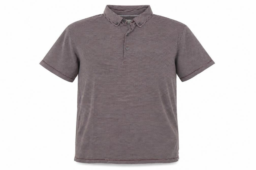 Front view of Jasper Conran Men's Purple Striped Polo Shirt - L