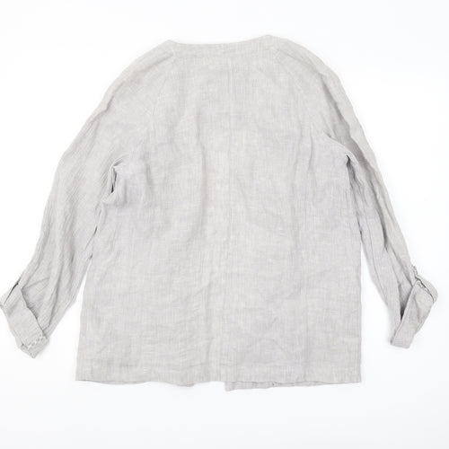 White Stuff Women's Grey Linen Jacket Size 8